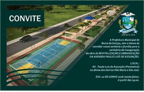 Avenida "Paulo Luís da Assunção" - Perimetral será inaugurada hoje em Barra do Garças