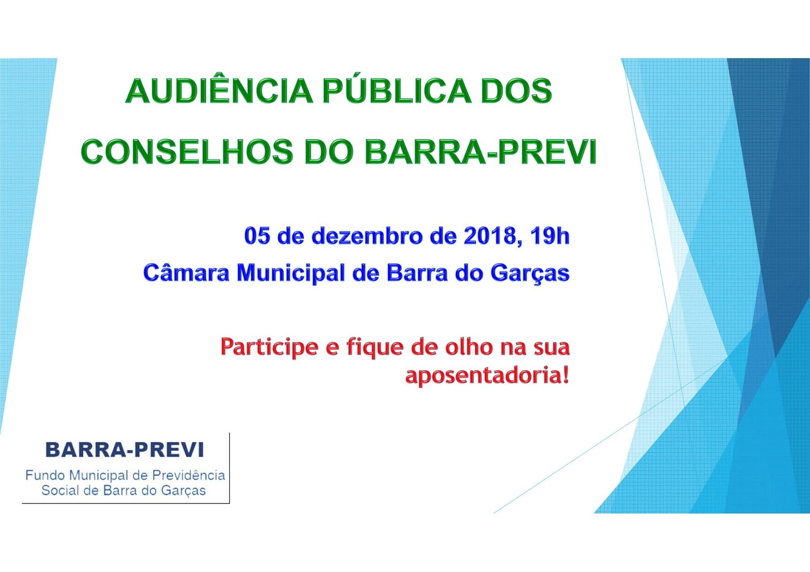 Conselhos do BARRA-PREVI farão Audiência Pública para prestação de contas nesta quarta-feira