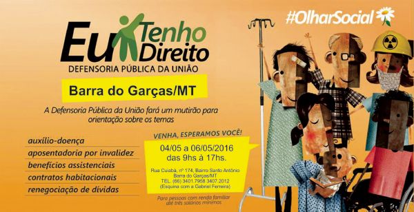 Defensoria Pública da União realizará mutirão em Barra do Garças
