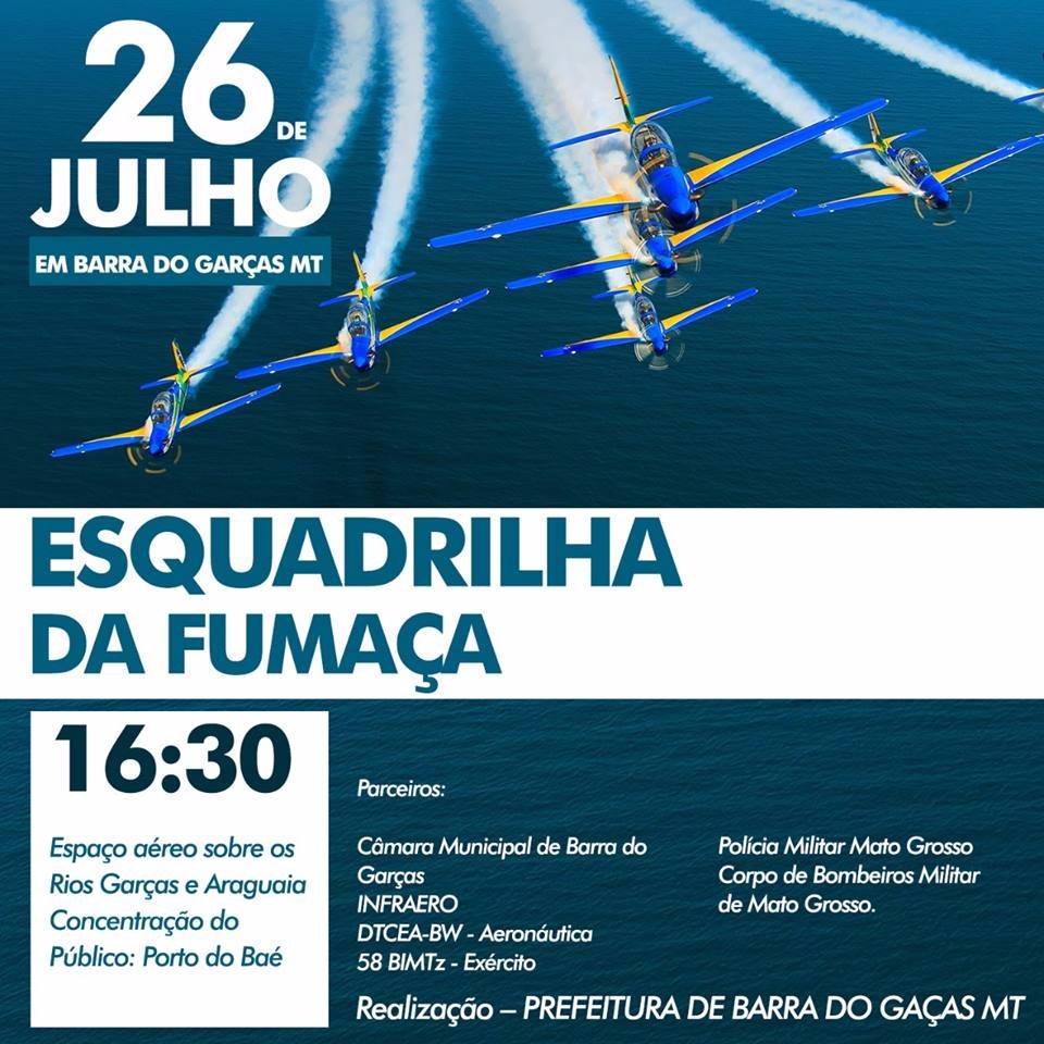 Força Aérea Brasileira fará palestra em Barra antes da apresentação da esquadrilha da Fumaça