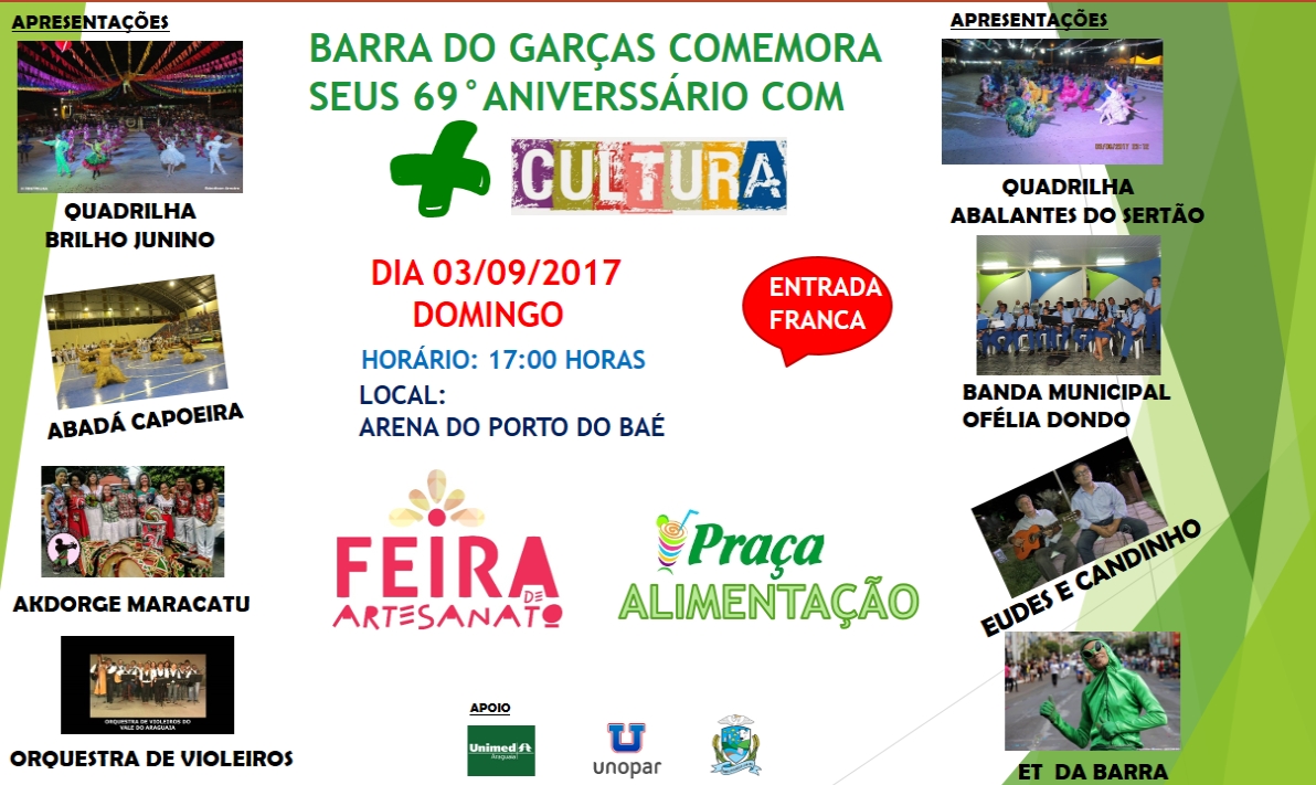 Secretaria de Cultura promove ação + cultura em comemoração aos 63 anos de Barra do Garças