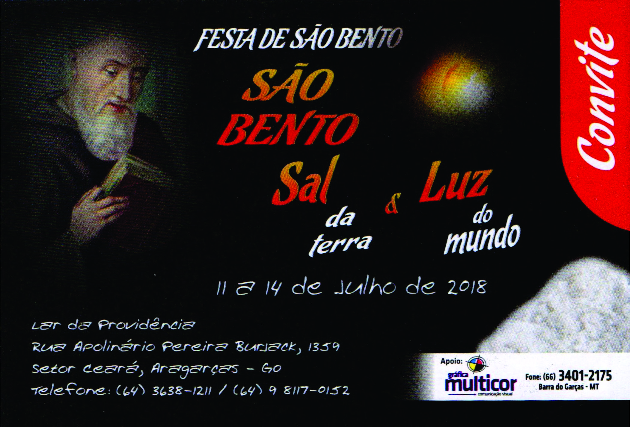 Festa de São Bento busca arrecadar fundos para o Lar da Providência